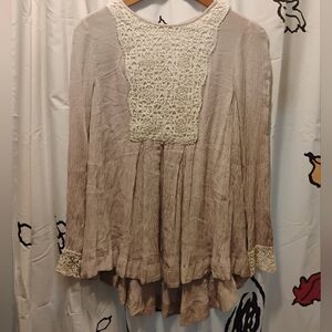 Free People Blouse Tunic Lavender Lace